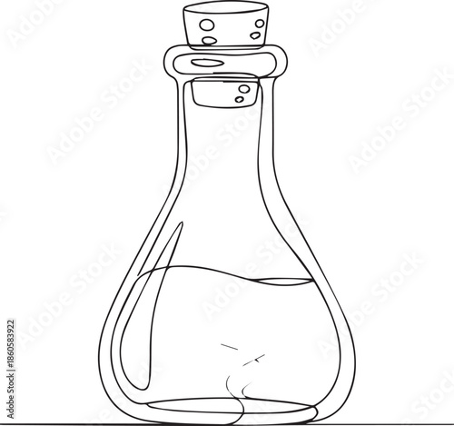 Empty glass flask with cork stopper