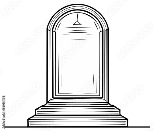 Line Art of Monumental Arched Structure for Contemplation or Commemoration Blank Space for Text or Image