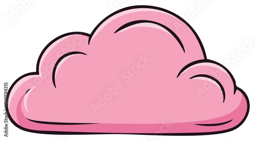 A cute pink cloud in a simple cartoon style vector illustration