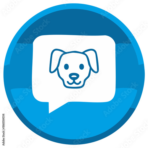 Dog Face in Blue Circle Graphic Animal Icon Pet Symbol Animal Face Cute Friendly Digital Art