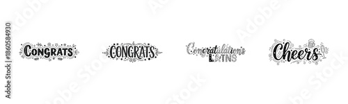 Decorative black and white congratulations designs with cheers message
