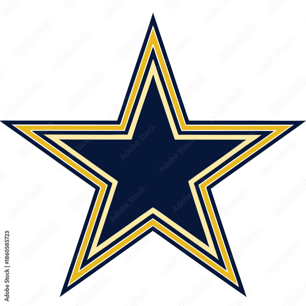 Fototapeta premium Gold and Navy Blue Minimalist Star Shape with Zigzag Edges