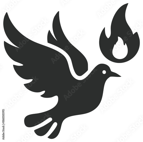 Stylized Dove Bird with Fiery Symbol Icon