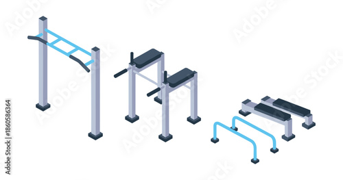 Isometric outdoor gym equipment for strength training and fitness workouts