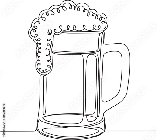Classic beer mug with foam