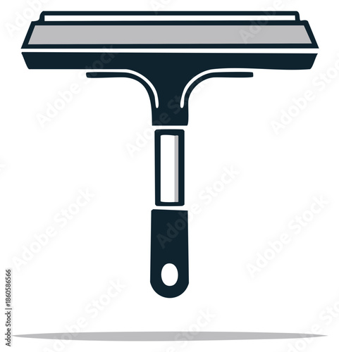 Stylized window squeegee illustration, cleaning implement for glass surfaces and sanitation. Rubber blade icon for hygiene and maintenance.