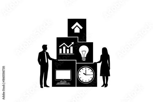 business people in front of the house