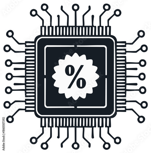 Microchip with Percent Symbol Design Concept for Technology and Sales