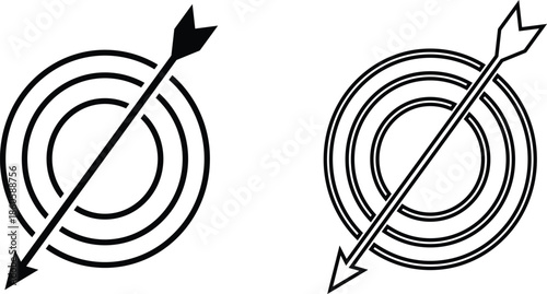 Two target circles pierced by arrows a striking silhouette