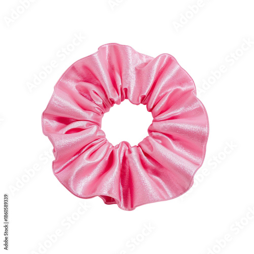 Pink Scrunchie on a White Background for Hair Styling and Fashion Accessories