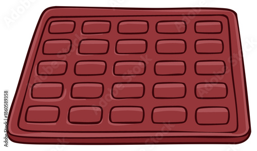 Brown cartoon baking mold with multiple rectangular compartments for chocolates or ice cubes
