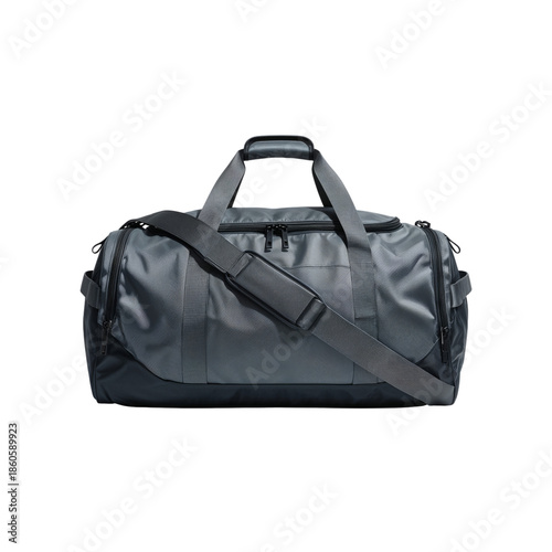 Black Duffel Bag With Design Pattern Seen on a Plain Surface