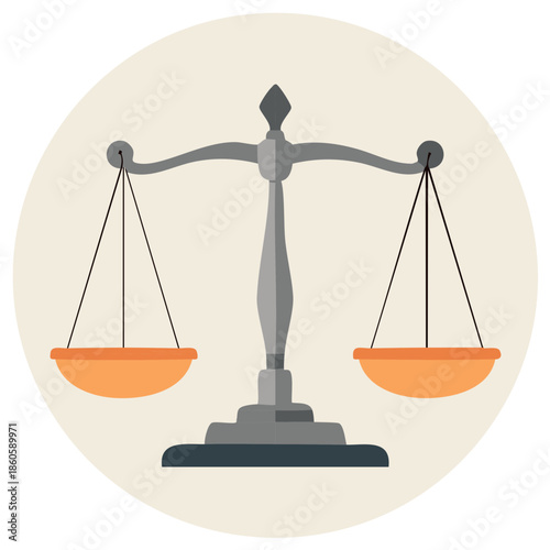 Classic Balance Scales Symbolizing Justice Law and Equality Flat Illustration