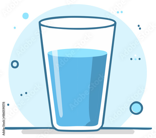 Glass with Water Still Life Illustration Hygiene Concept Refreshment Hydration