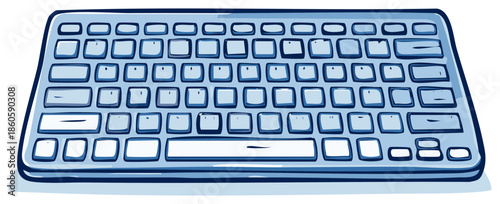Blue Computer Keyboard Stylized Illustration Simple Clean Digital Input Device