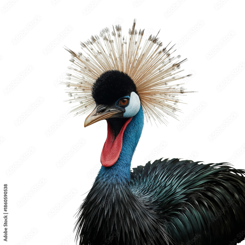 Fototapeta premium Curious Cassowary Looking at the Viewer in a Bright, Open Space During Daytime