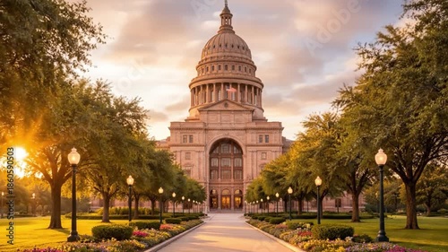 Capitol Building Sunrise Timelapse with Moving Clouds