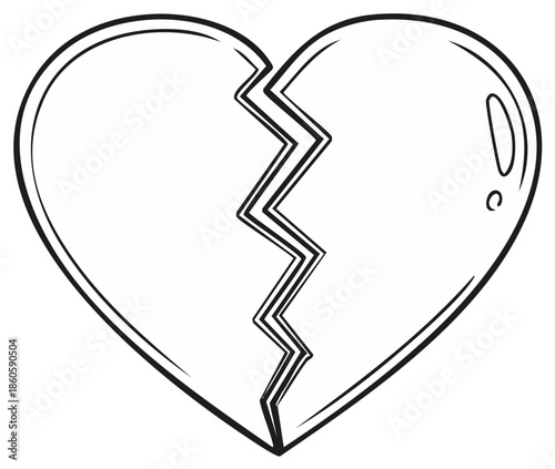 Broken Heart Illustration with Jagged Crack symbolizing heartbreak and sadness