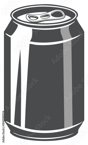 Metallic soda can illustration with pull tab and simple design style.