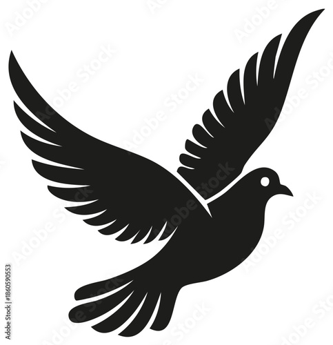 Flying dove silhouette icon symbol of peace and love vector illustration