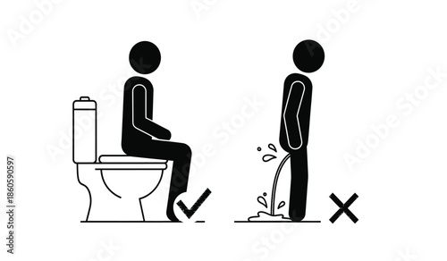 Toilet etiquette a visual guide demonstrating correct and incorrect restroom behavior