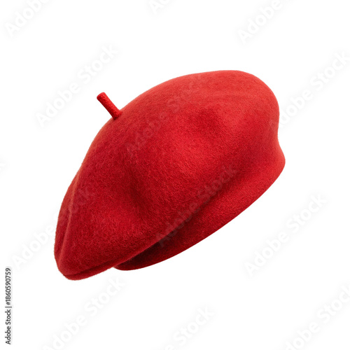 Red Beret Resting on a Flat Surface in a Simple Setting During Daylight