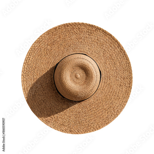 Enjoying a Sunny Day Outdoors With a Wide-Brimmed Straw Hat for Sun Protectio...