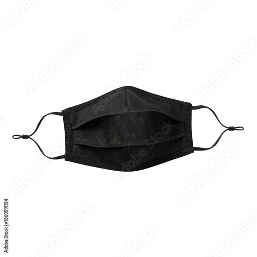 Face Mask Made of Black Fabric With a Glittery Texture Worn During a Health E...