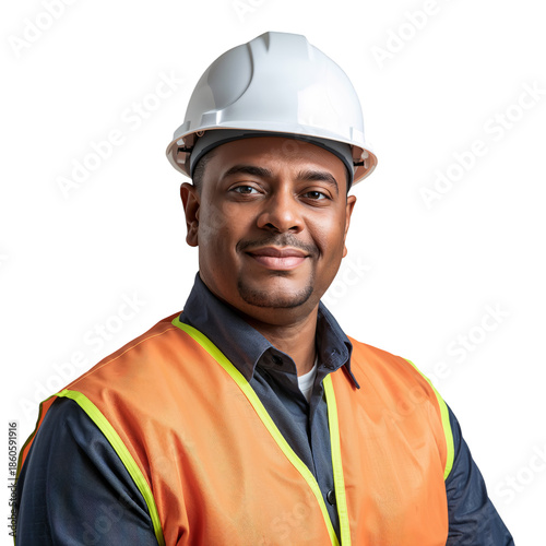 Worker Wears Safety Gear and Glasses at Construction Site for Task