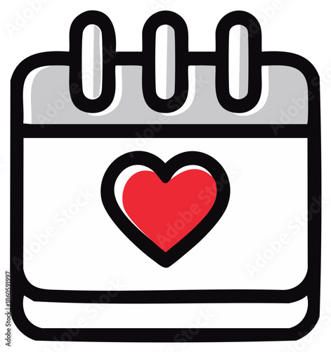 Valentine's day red heart calendar icon to save the date for anniversaries and special romantic events