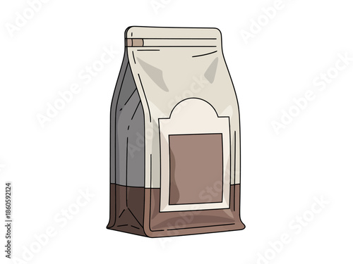 Sealed Bag of Coffee Beans or Ground Product with Label Space