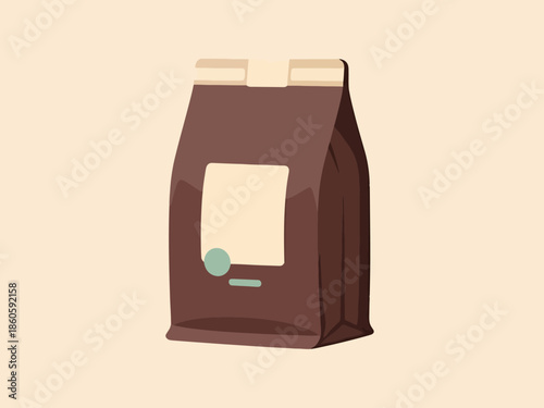 Flat Design Coffee Bean Bag Packaging with Label Area for Branding