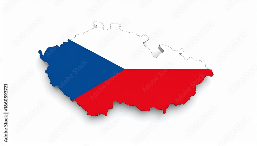 Obraz premium Czech Republic Map with National Flag Design Abstract Central European Geography Concept