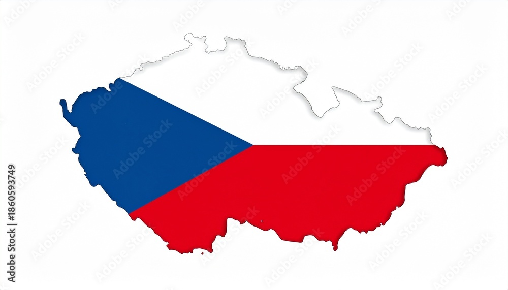 Obraz premium Czech Republic Map with National Flag Design Abstract Central European Geography Concept