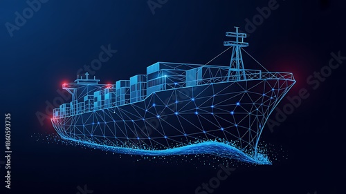 Digital Cargo Ship Low Poly Model | Global Logistics & Supply Chain Tech
