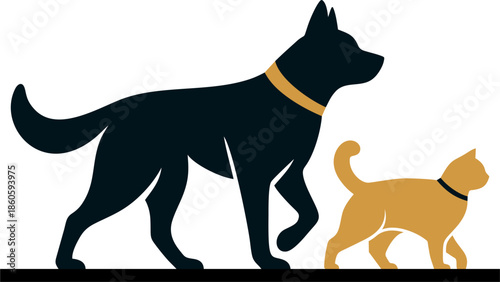 Stylish Pet Illustration: Cat and Dog 