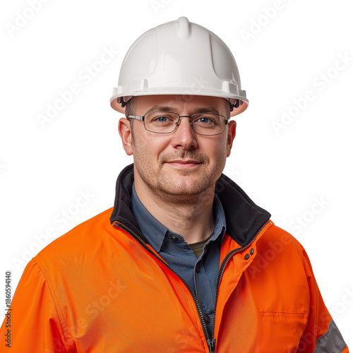 Worker Wears Safety Gear and Glasses at Construction Site for Task