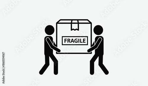 Two figures carefully carrying a fragile package a symbol of delicate handling