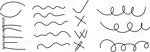 Collection of various hand drawn lines and shapes