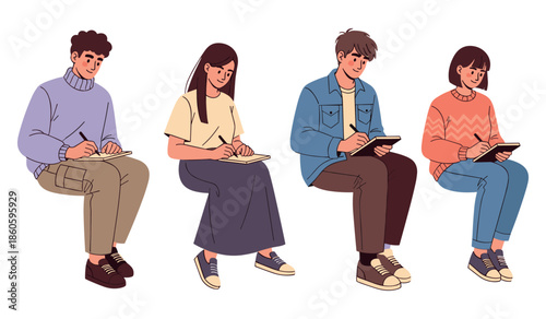 Diverse group of young adults engaged in creative drawing activities