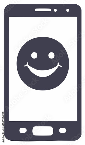 Smartphone displaying a simple smiley face icon on its screen