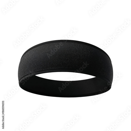 Black Headband Placed on a White Surface for Fitness and Sports Activities