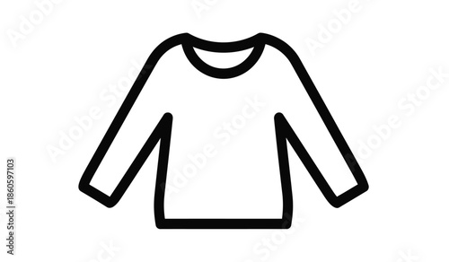 Simple black and white outline illustration of a long sleeved t shirt
