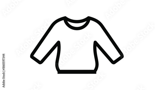 Simple black and white line drawing of a classic long sleeve t shirt
