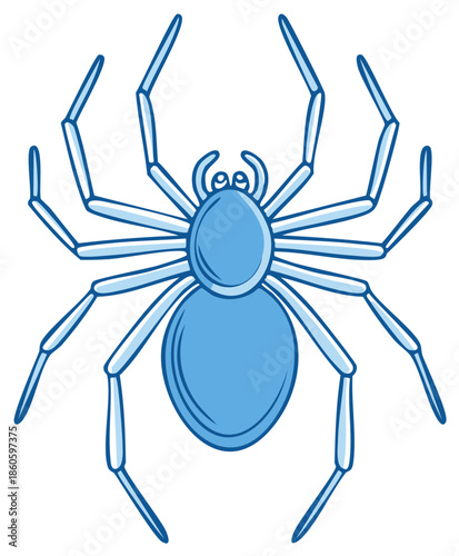 Cartoon Blue Spider with Eight Legs and Eyes Spooky Arachnid Creepy Crawly Halloween Design