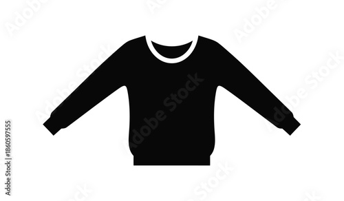 Simple black and white illustration of a long sleeved sweater or pullover