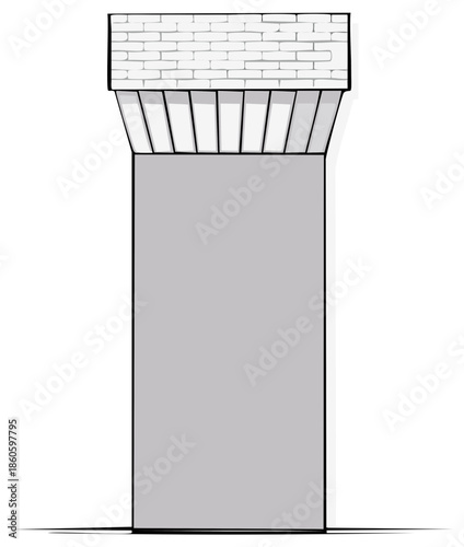 Architectural Column Capital with Brick Detail and Stone Shaft