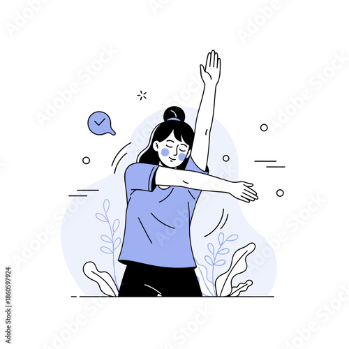 Female teen dabbing gesture in minimalist art style