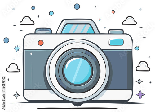Camera Icon: Creative Photography Illustration, Vector Tool, Design, Drawing, Picture Taking