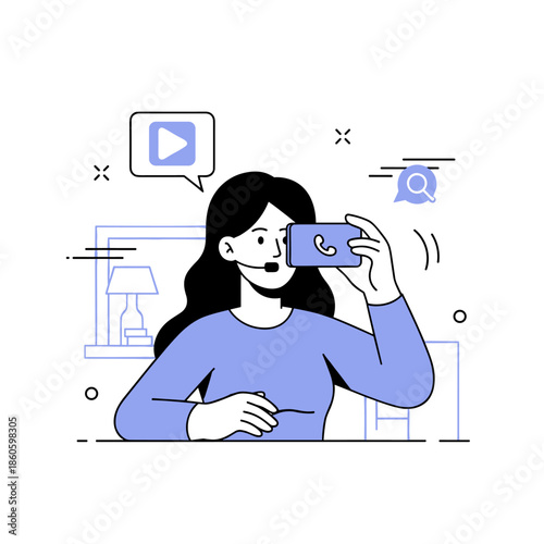 Female customer service representative using smartphone for virtual support call